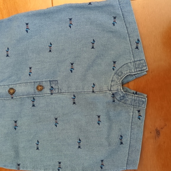 Carter's 12M Denim Collared Dog Button Up Shortie Romper - Picture 3 of 4